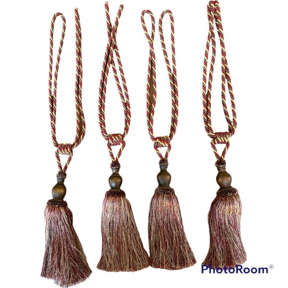 Set of 4 Drapery Curtain Tie Backs Tassels - Picture 3 of 17